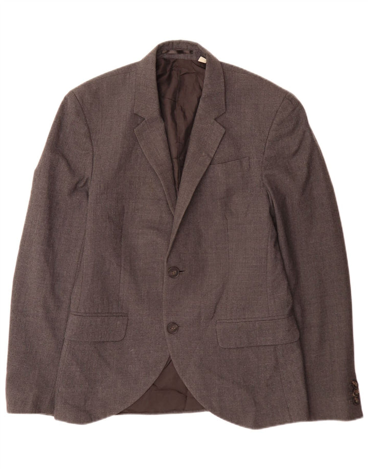 Jack Wills Herren-Blazer mit 2 Knöpfen, Größe S, Grau, Wolle, UK 36