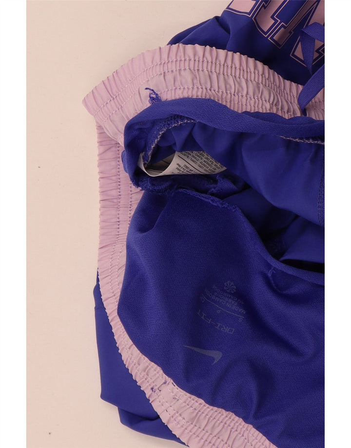 NIKE Damen Dri Fit Graphic Sport Shorts UK 10 Small Blau Polyester