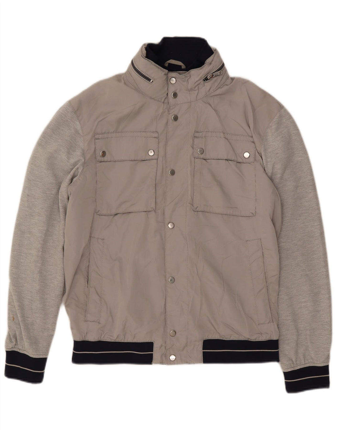 Zara Herren Bomberjacke mit Kapuze, UK 40, Größe L, Grau