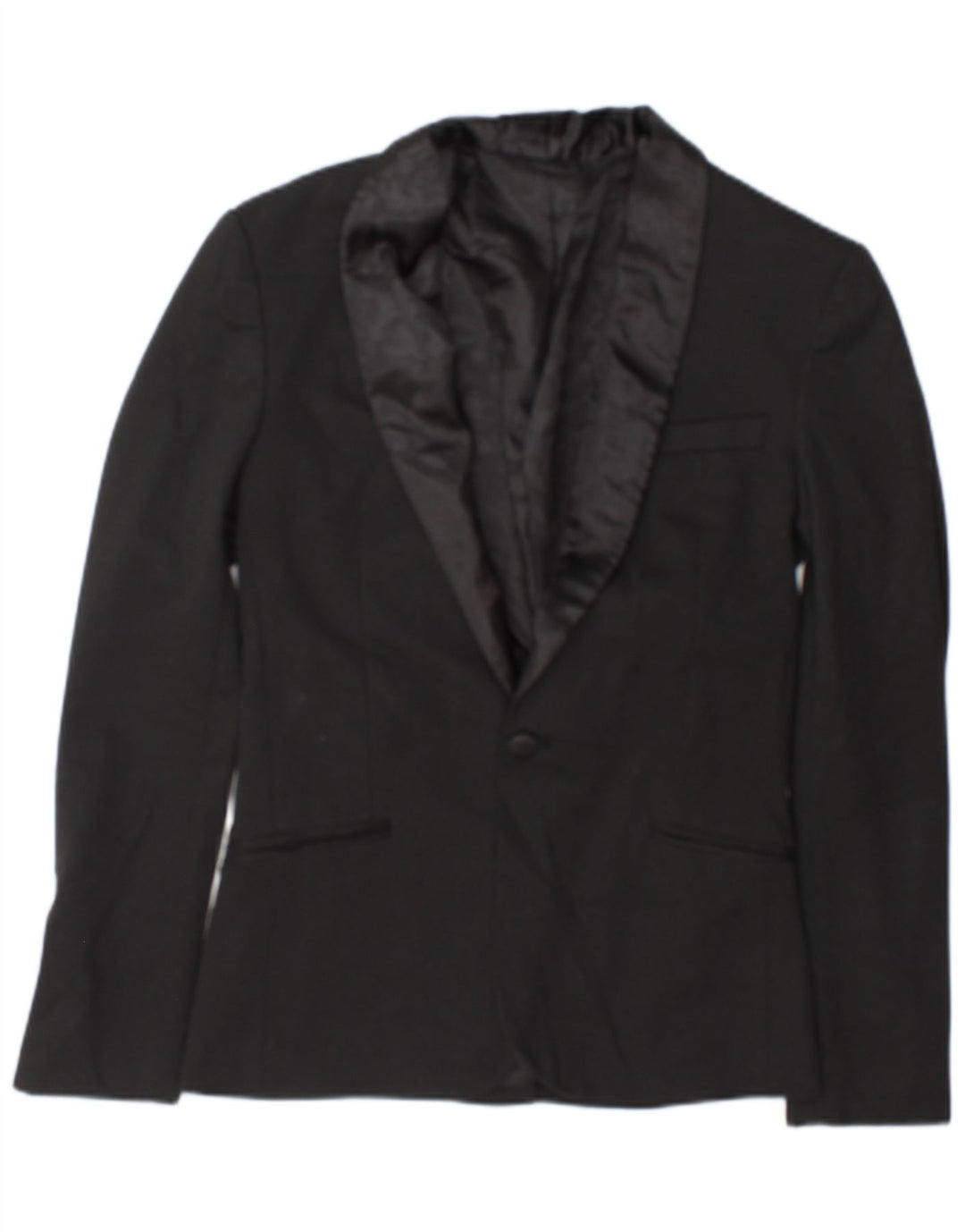 Zara Herren 1-Knopf-Blazerjacke UK 36 Small Schwarz Polyester
