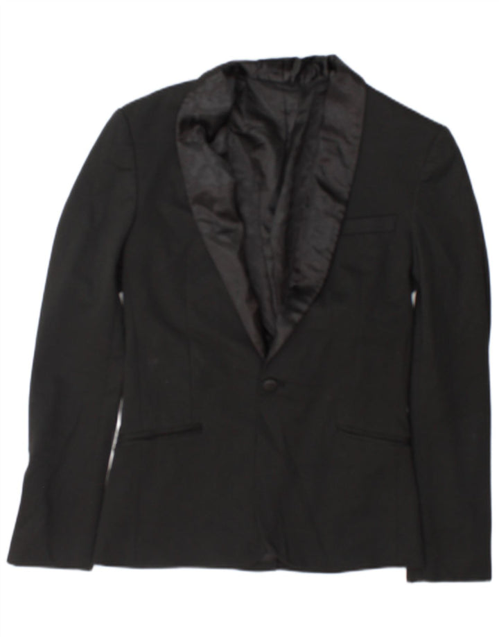 Zara Herren 1-Knopf-Blazerjacke UK 36 Small Schwarz Polyester