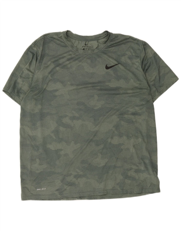 Nike Herren Dri Fit T-Shirt Top 2XL Grün Camouflage Polyester