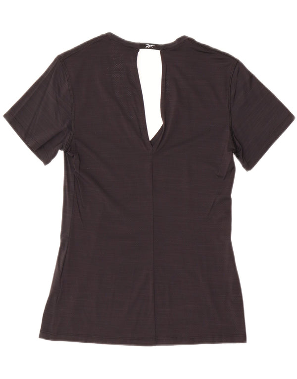 Reebok Damen T-Shirt Top UK 8/10 Small Schwarz geflecktes Nylon