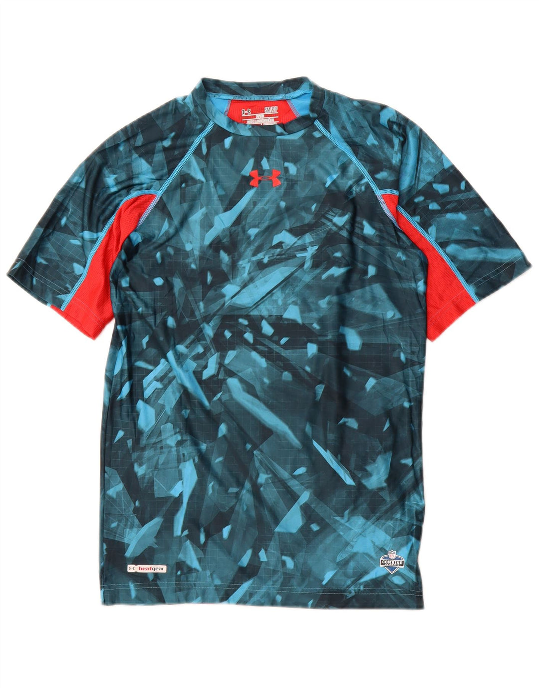 UNDER ARMOUR Herren Heat Gear T-Shirt Top Small Blau Geometrisch Polyester