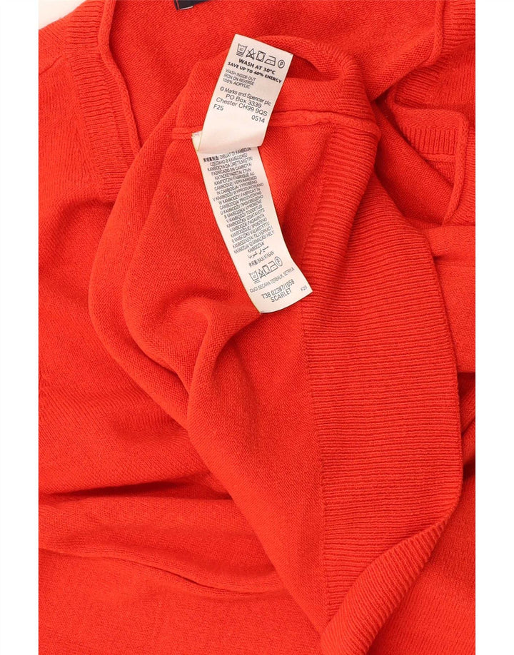 Marks & Spencer Damen-Pullover mit V-Ausschnitt, Gr. 8, klein, orangefarbenes Acryl