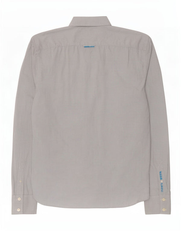 Superdry Herrenhemd 2XL, weiße Gingham-Baumwolle