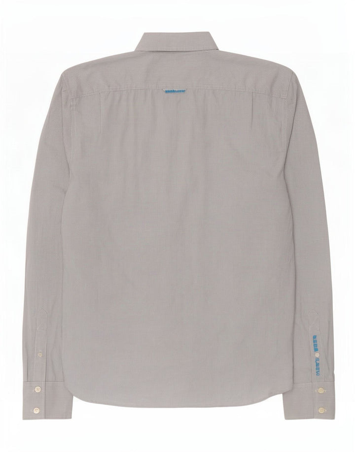 Superdry Herrenhemd 2XL, weiße Gingham-Baumwolle