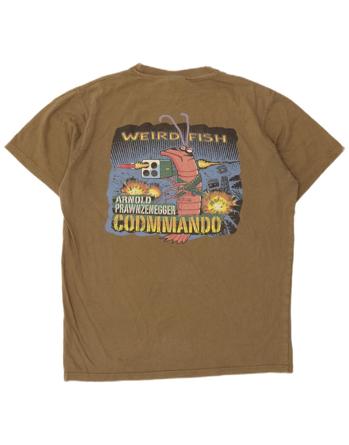 Weird Fish Herren Grafik-T-Shirt-Oberteil Medium Khaki