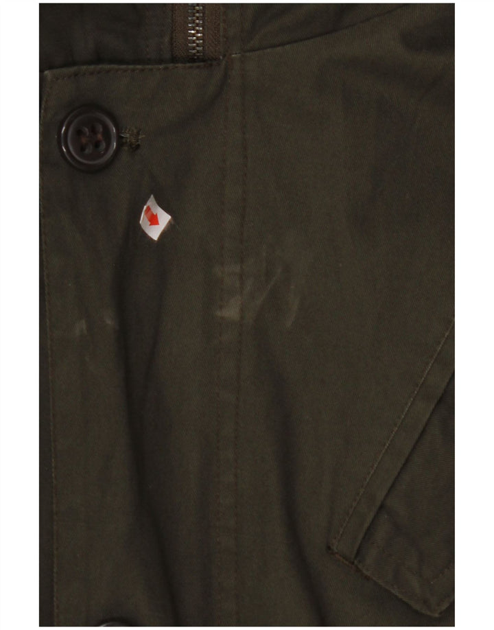 VINTAGE Herren-Parkajacke mit Kapuze, UK 40, große Khaki-Baumwolle