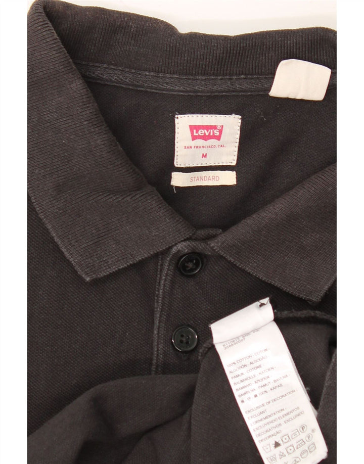 LEVI'S Mens Standard Fit Polo Shirt Medium Black Cotton Vintage Levi's and Second-Hand Levi's from Messina Hembry 
