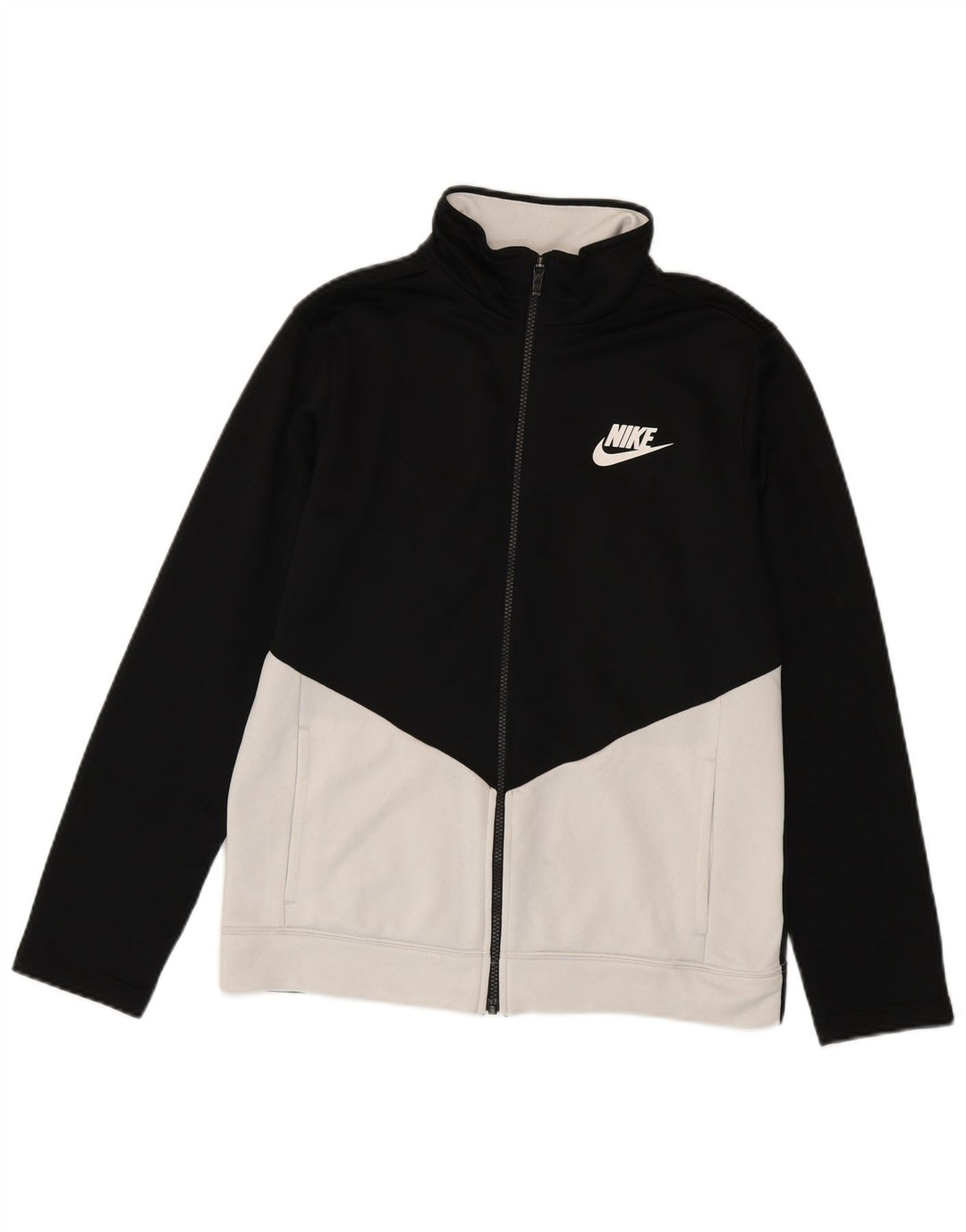 Nike Jungen-Trainingsanzug-Top-Jacke, 13–14 Jahre, XL, schwarzes Farbblock-Polyester