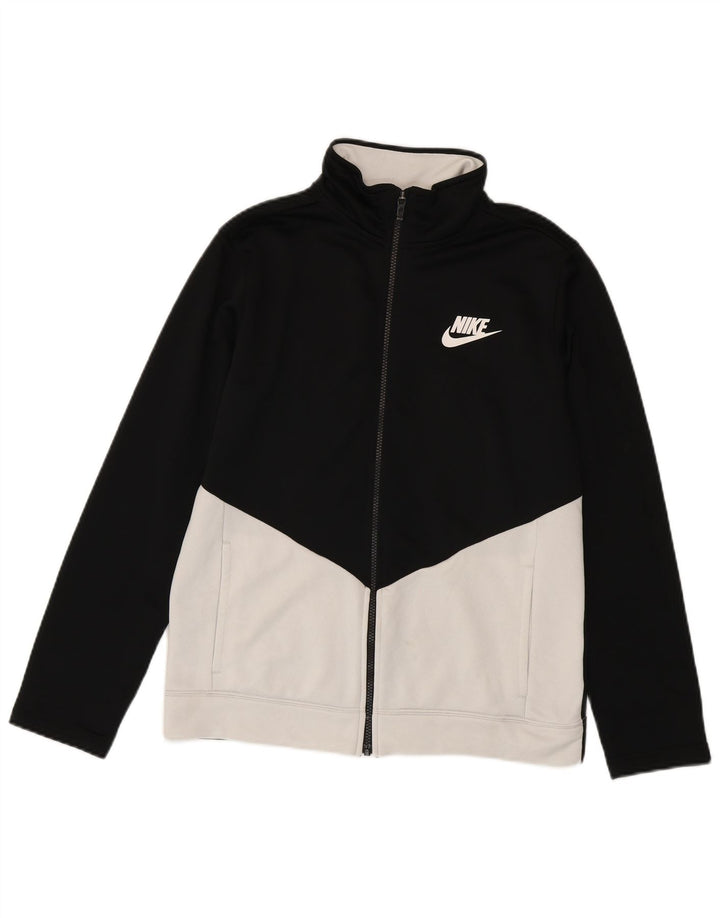 Nike Jungen-Trainingsanzug-Top-Jacke, 13–14 Jahre, XL, schwarzes Farbblock-Polyester