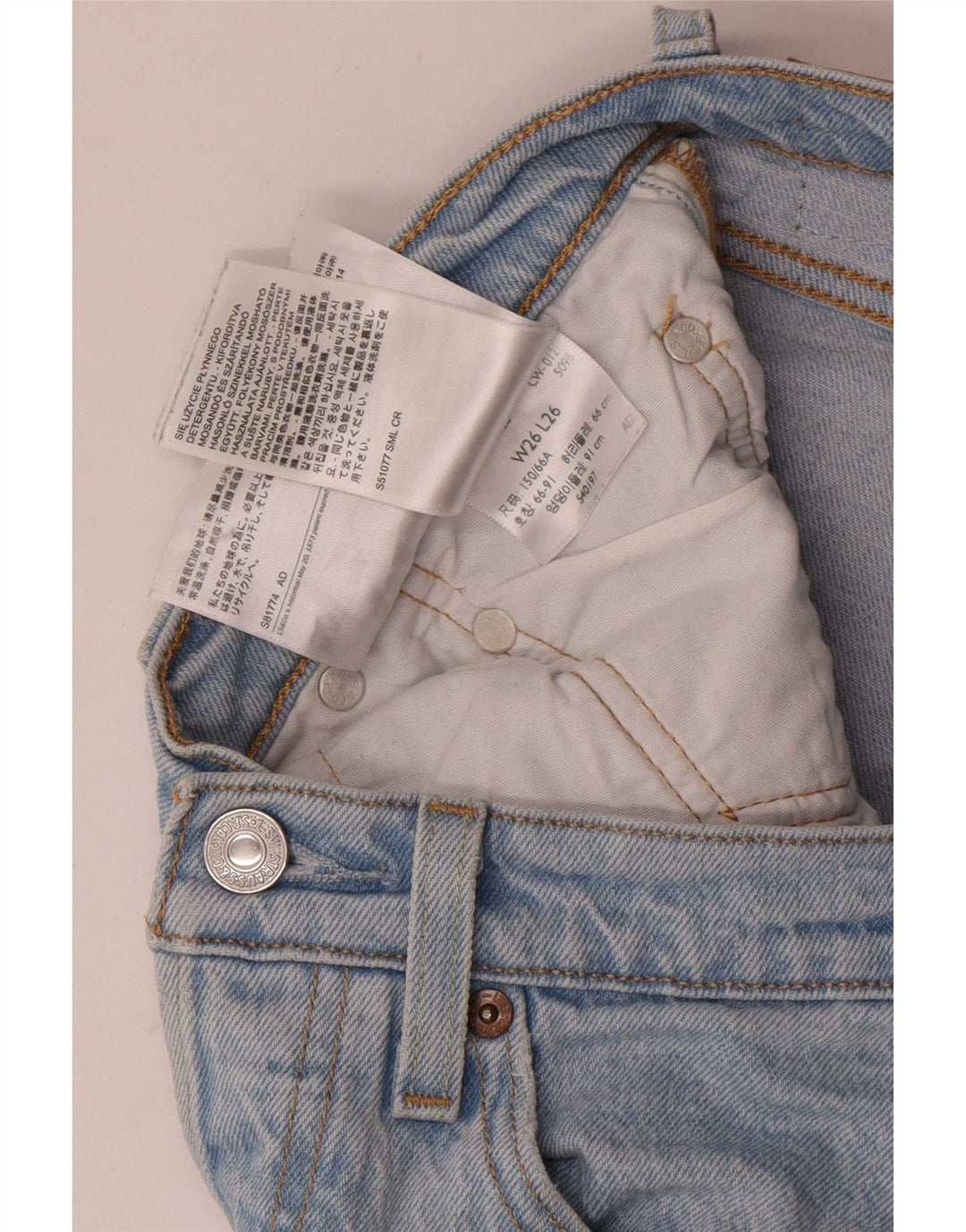 Levi's Damen 501 Straight Jeans W26 L26 Blaue Baumwolle