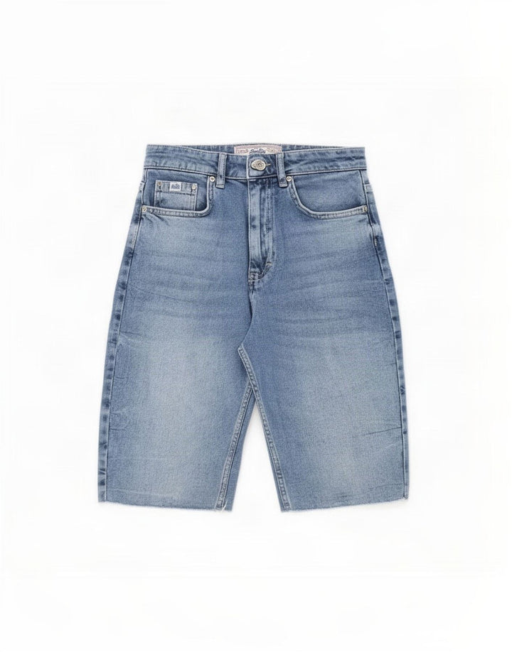 Superdry Damen Jeansshorts W28 mittelblaue Baumwolle