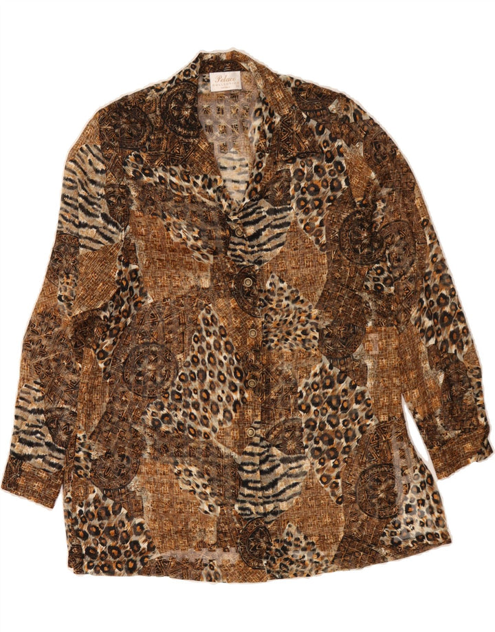 VINTAGE Womens See Through Shirt Blouse US 12 Large Brown Patchwork Vintage Vintage and Second-Hand Vintage from Messina Hembry 