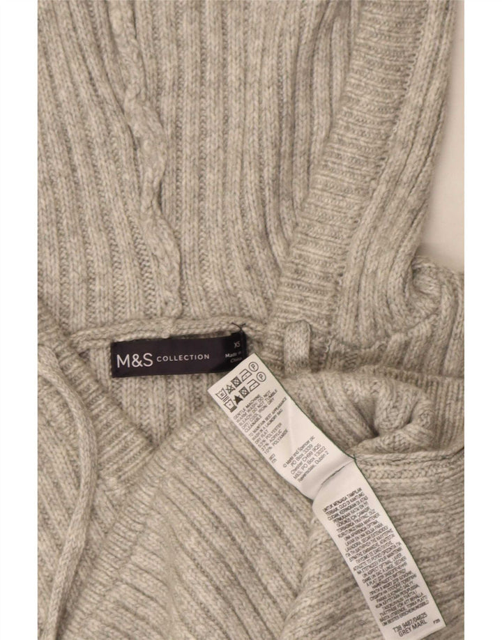 Marks & Spencer Damen Kapuzenpullover Pullover UK 6 XS Grau Polyester