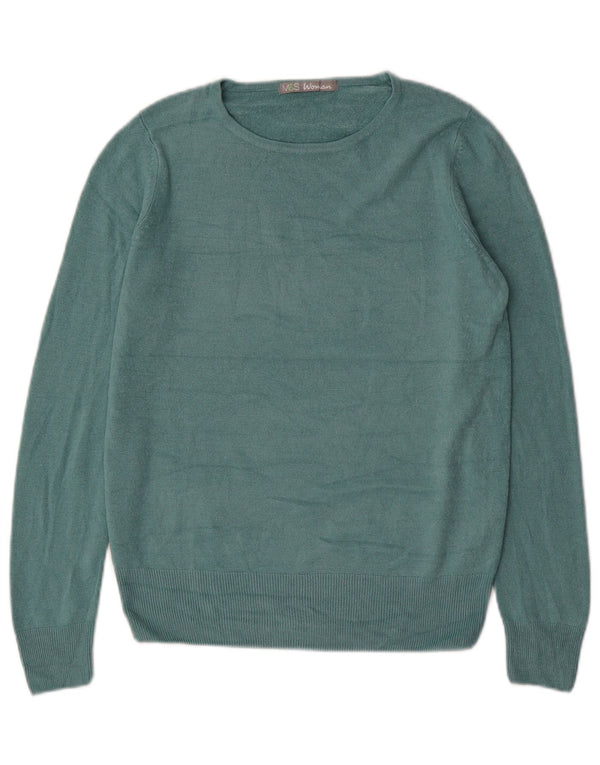 Marks & Spencer Damen-Pullover mit U-Boot-Ausschnitt, Gr. 10, Small, Blau, Acryl