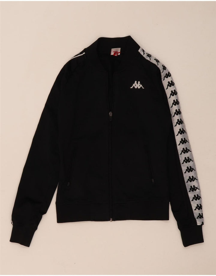 Kappa Womens Graphic Trainingsanzug Top Jacke UK 6 XS Schwarz Farbblock