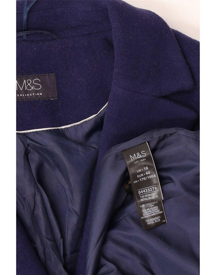 Marks & Spencer Damen Übergroßer Mantel UK 16 Große blaue Wolle