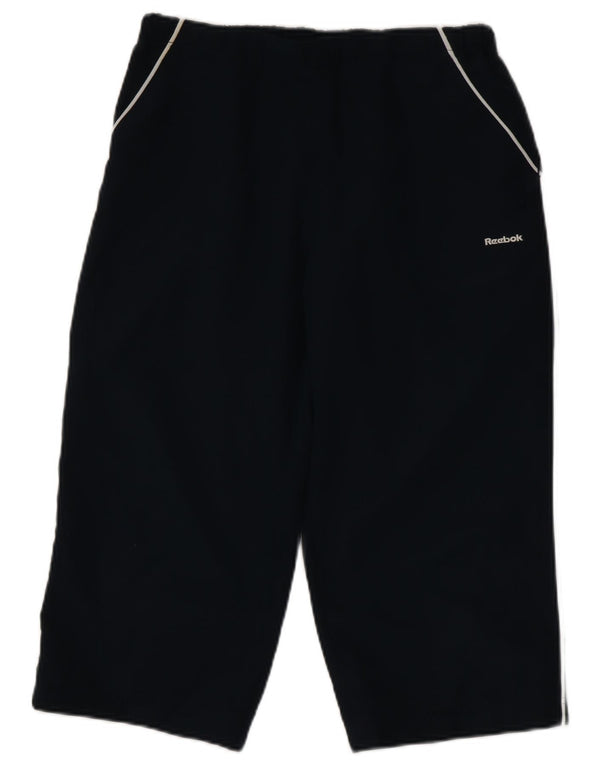 Reebok Damen Capri-Trainingshose UK 14 Medium Marineblau Polyester