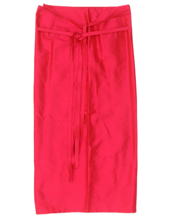 Vintage Damen Wickelrock mit hoher Taille IT 42 Medium W27 Rote Seide