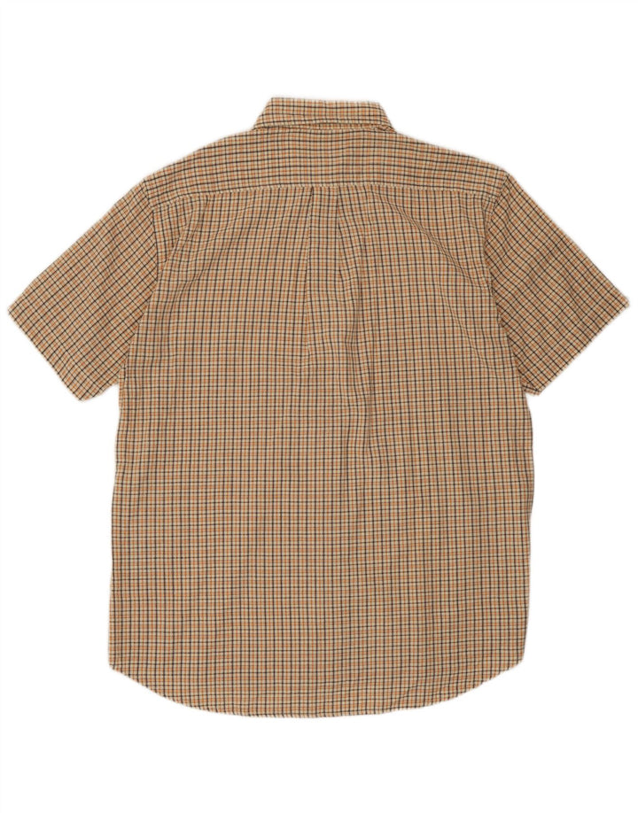 Kappa Herren-Kurzarmhemd, groß, beige, kariert, Baumwolle
