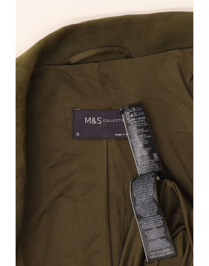 Marks & Spencer Damen 2-Knopf-Blazerjacke UK 18 XL Khaki Baumwolle
