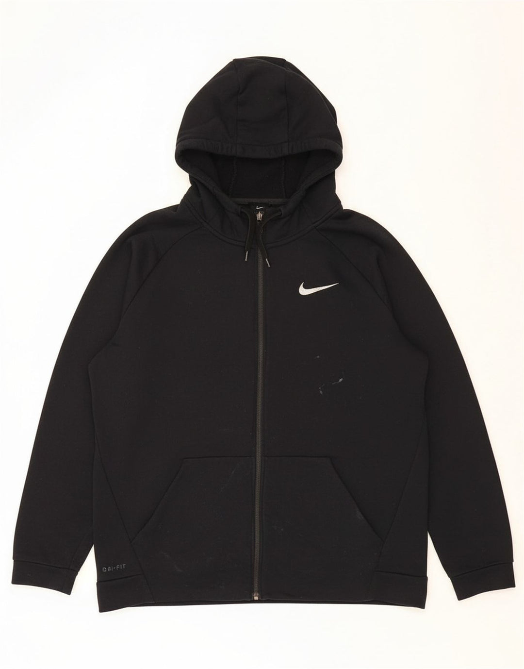 NIKE Mens Dri Fit Zip Hoodie Sweater XL Black Polyester