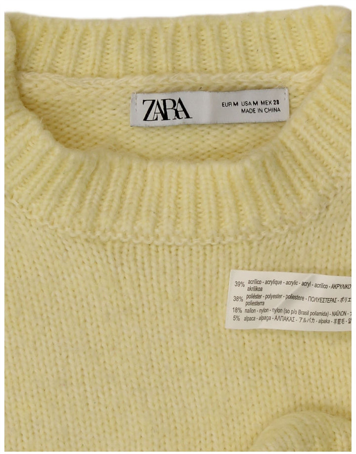 Zara Damen Crop Oversized Pullover mit Rundhalsausschnitt, Gr. 14, Mittelgelb