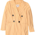 VINTAGE Damen Zweireihige Blazerjacke UK 18 XL Beige Nadelstreifen