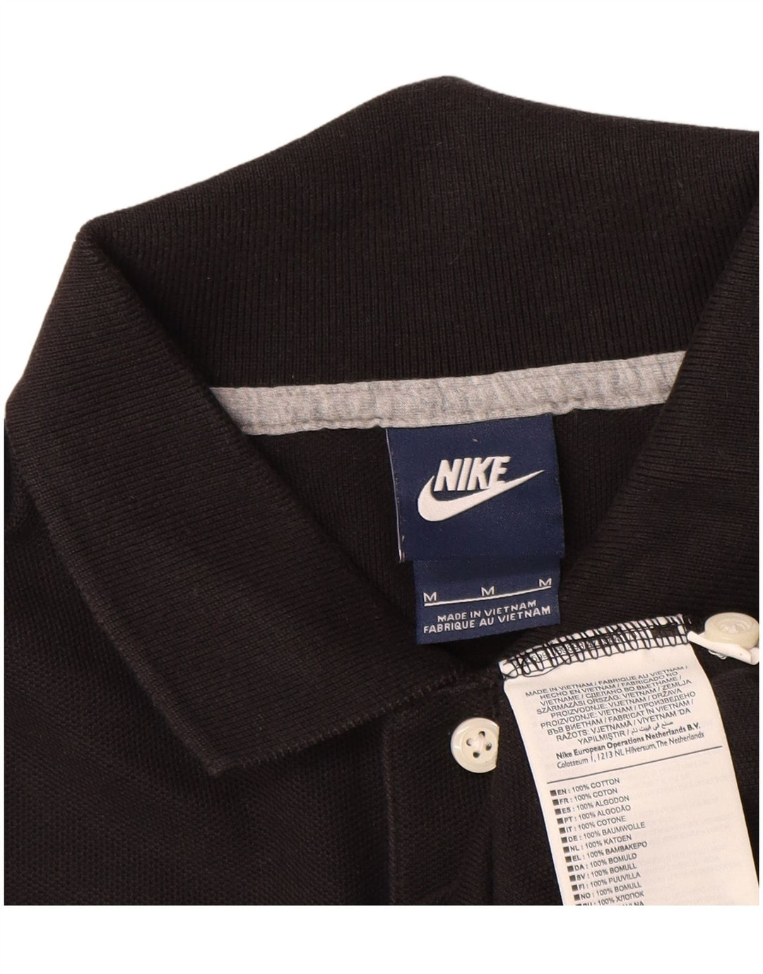 Nike Herren-Poloshirt, mittelgroß, schwarze Baumwolle