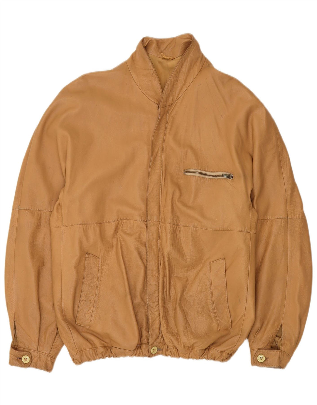 Essebi Herren Bomber-Lederjacke IT 56 3XL Beige Leder
