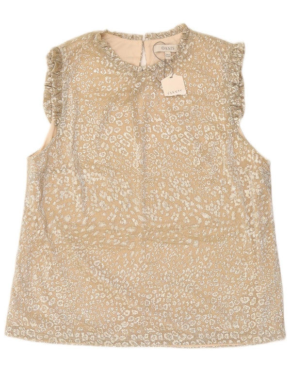 OASIS Ärmelloses Damen-Blusenoberteil, UK-Größe 44, Größe L, beige, mit Tiermuster