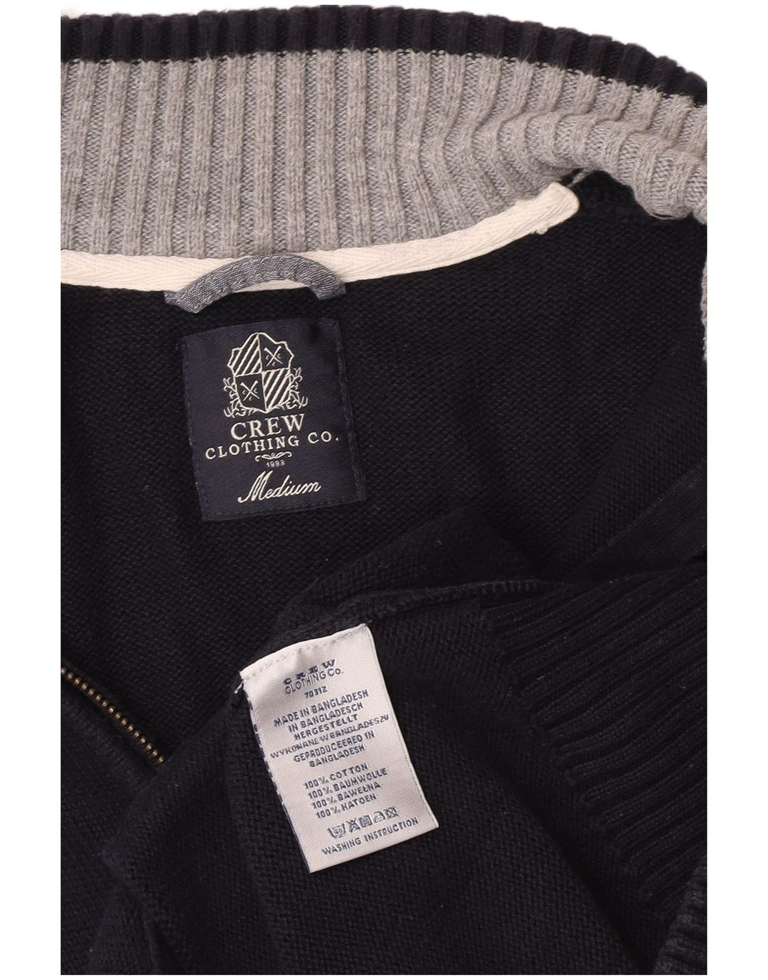 Crew Clothing Herren-Cardigan-Pullover aus Baumwolle in mittlerem Marineblau