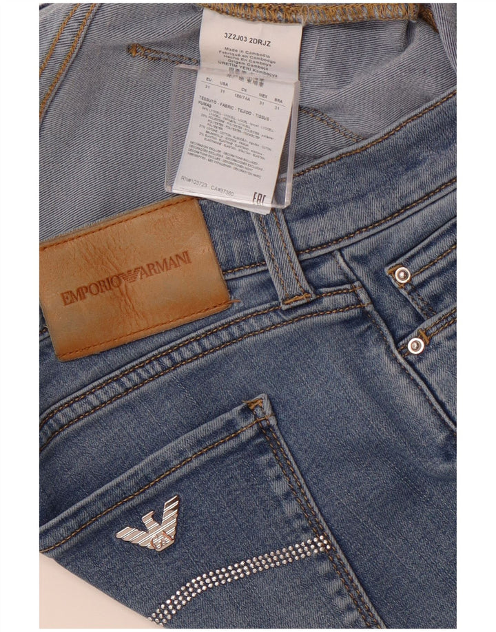 EMPORIO ARMANI Damen Kurzjeans W31 L25 Blaues Lyocell