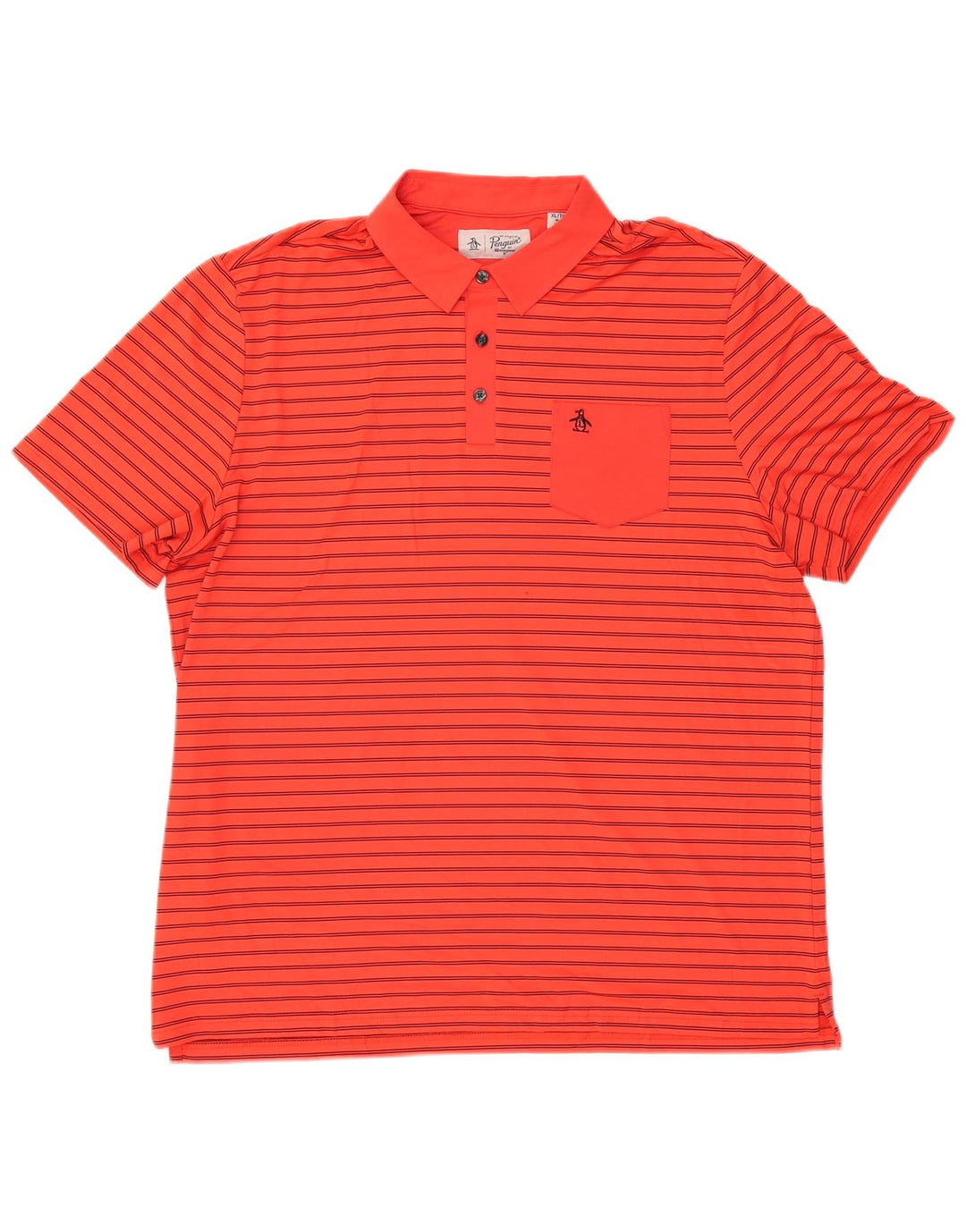 PINGUIN Herren-Poloshirt XL, rot gestreift, Polyester
