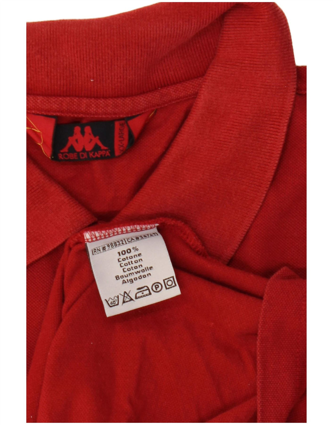 Kappa Herren Langarm-Poloshirt 2XL rote Baumwolle