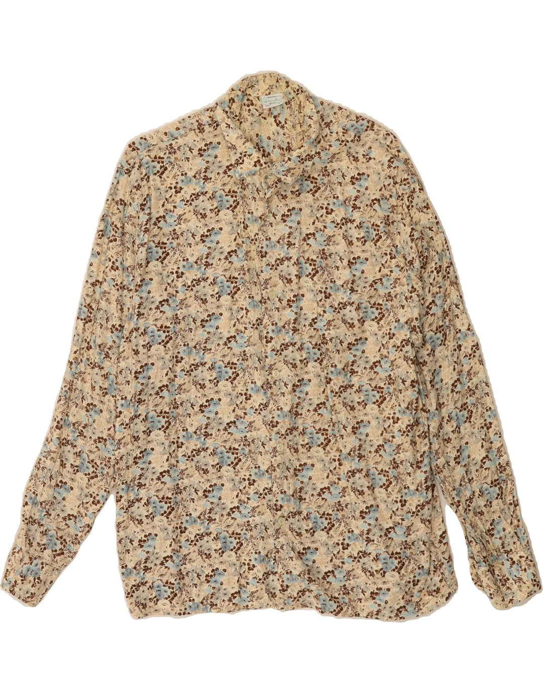 BENETTON Mens Flannel Shirt Large Beige Floral Vintage Benetton and Second-Hand Benetton from Messina Hembry 
