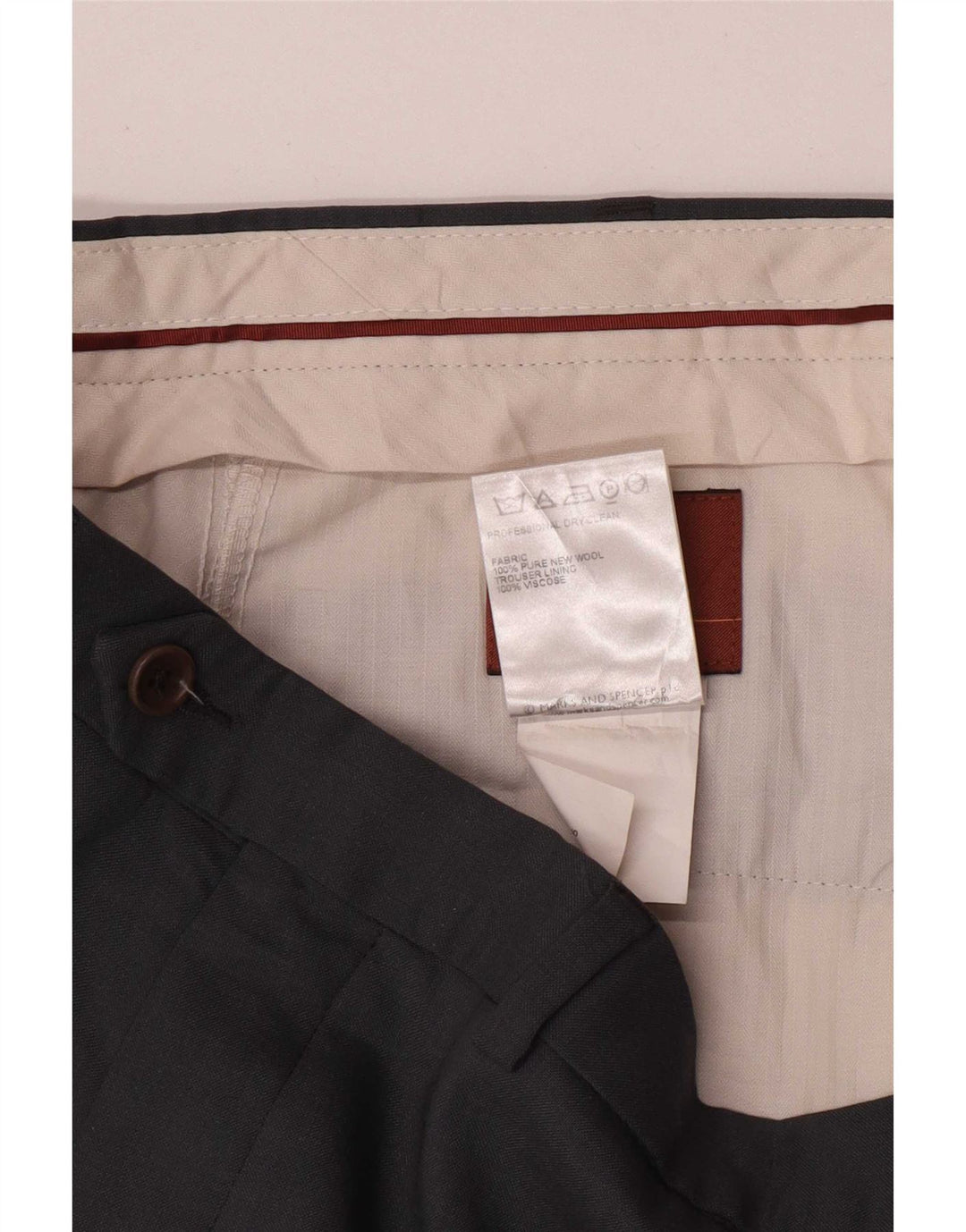 Gerade Herren-Anzughose von Marks & Spencer, W36, L29, graue Schurwolle