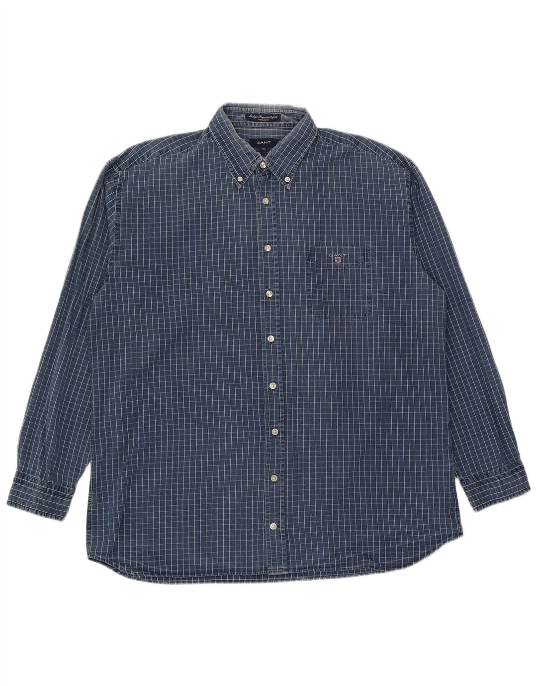 Gant Herren-Hemd mit normaler Passform, 2XL, blau kariert, Baumwolle