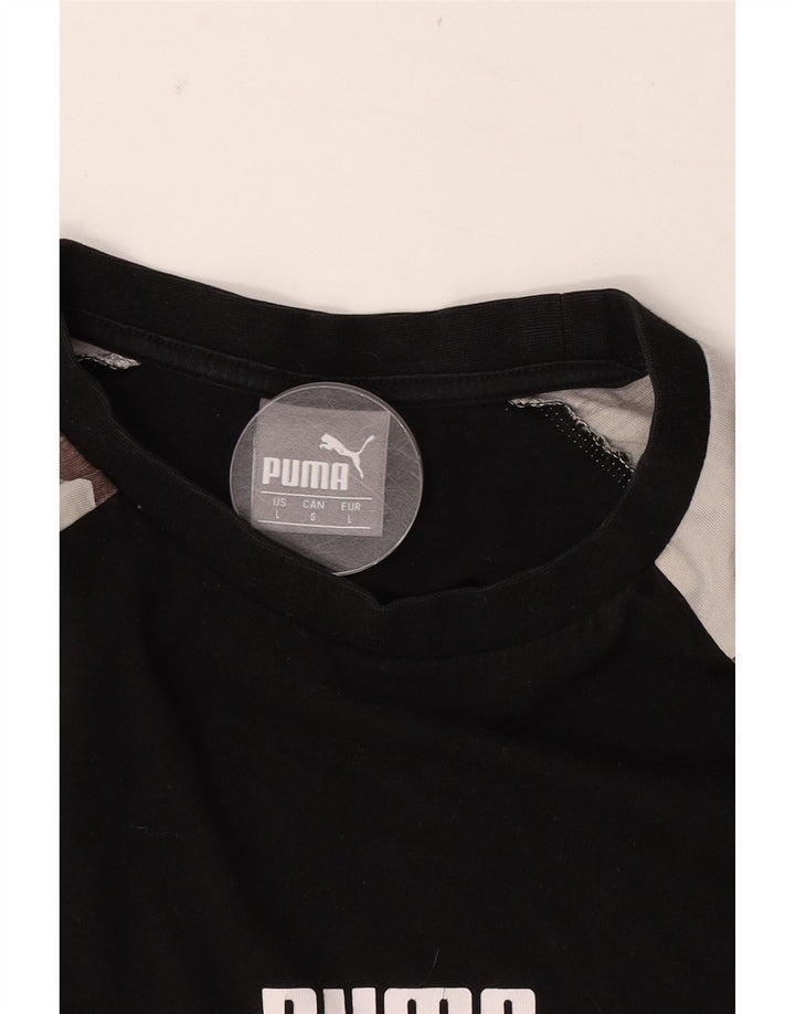 Puma Herren Grafik T-Shirt Top Large Schwarz Camouflage