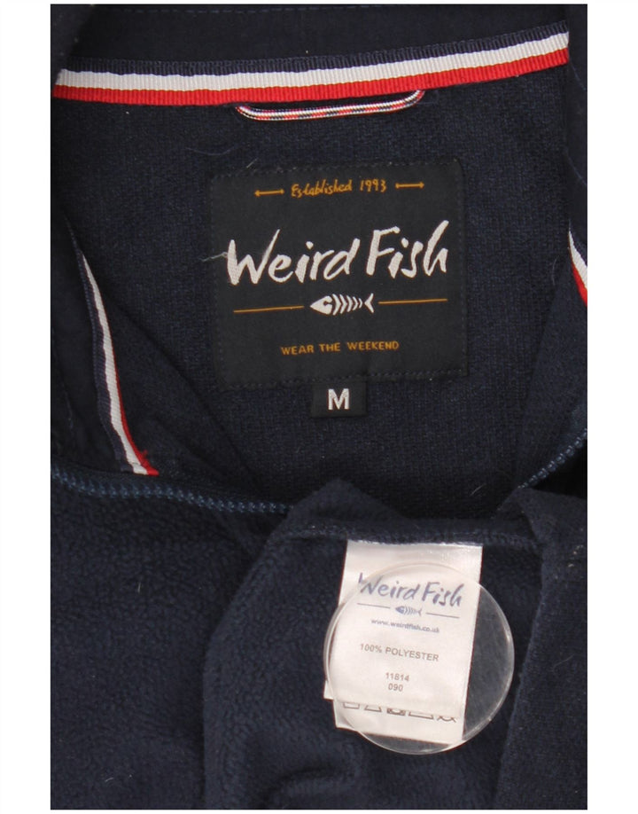Weird Fish Herren-Fleecepullover mit Reißverschluss am Hals, mittelmarineblaues Polyester