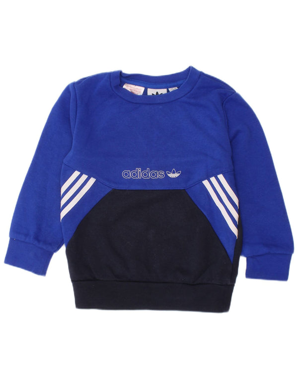 ADIDAS Baby-Jungen-Sweatshirt mit Grafik, 18–24 Monate, blauer Farbblock