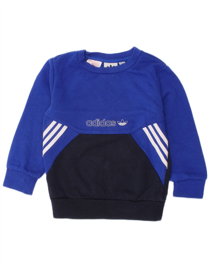 ADIDAS Baby-Jungen-Sweatshirt mit Grafik, 18–24 Monate, blauer Farbblock