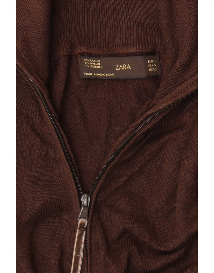 Zara Damen-Cardigan-Pullover, Gr. 8, klein, braun, Viskose