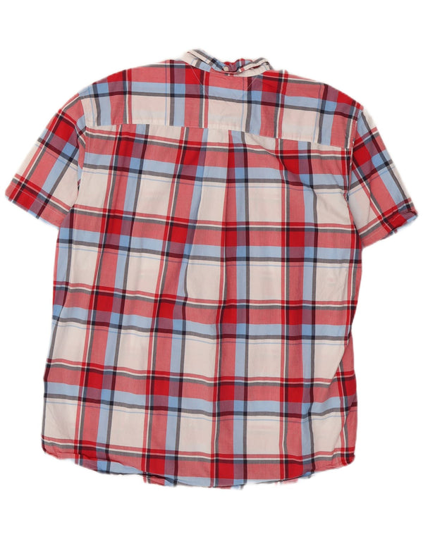 Tommy Hilfiger Herren-Hemd, kurzärmelig, klassische Passform, XL, rot kariert, Baumwolle