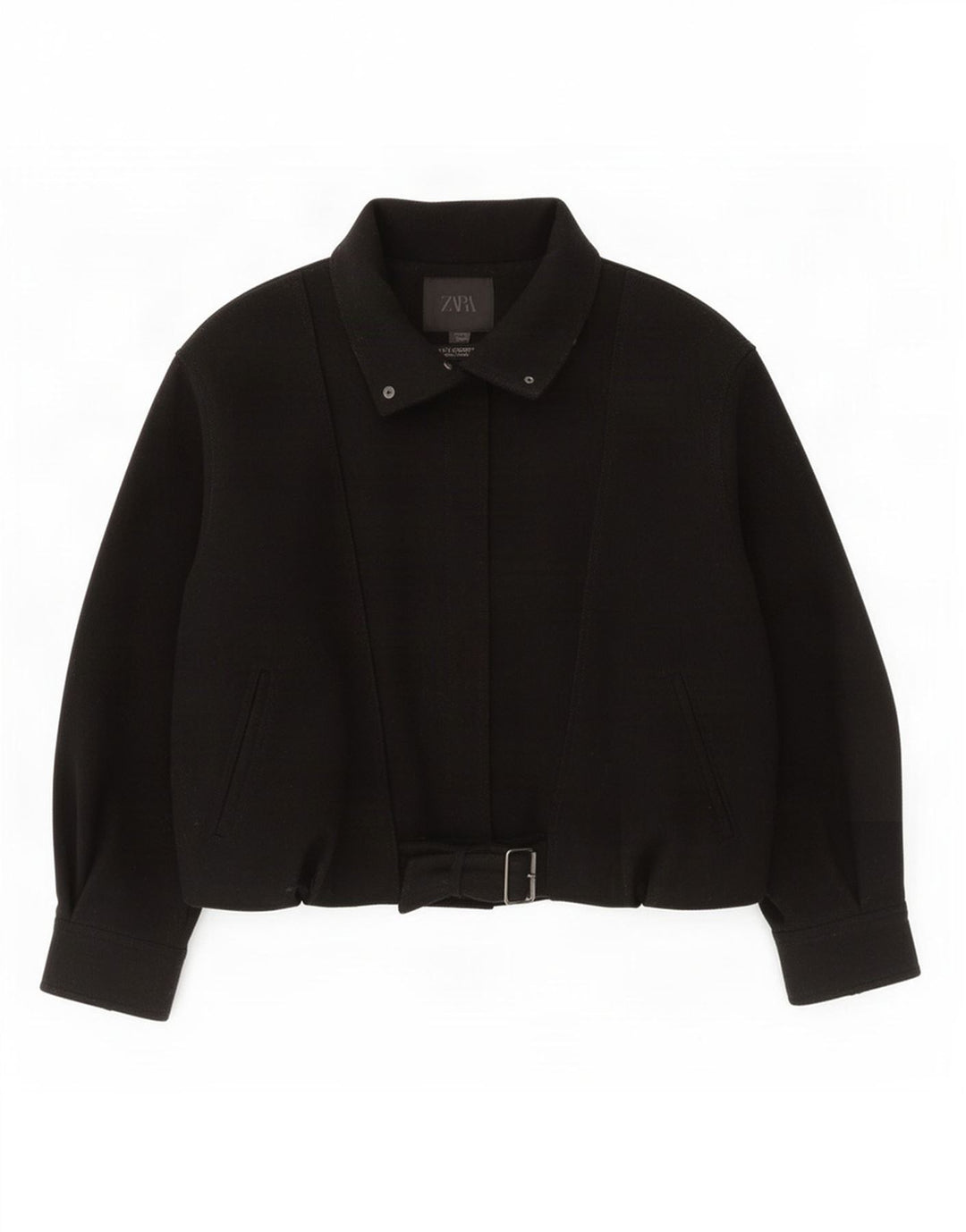 Zara Damen Bomber-Oversize-Windbreakerjacke UK 14 Mittelschwarze Wolle
