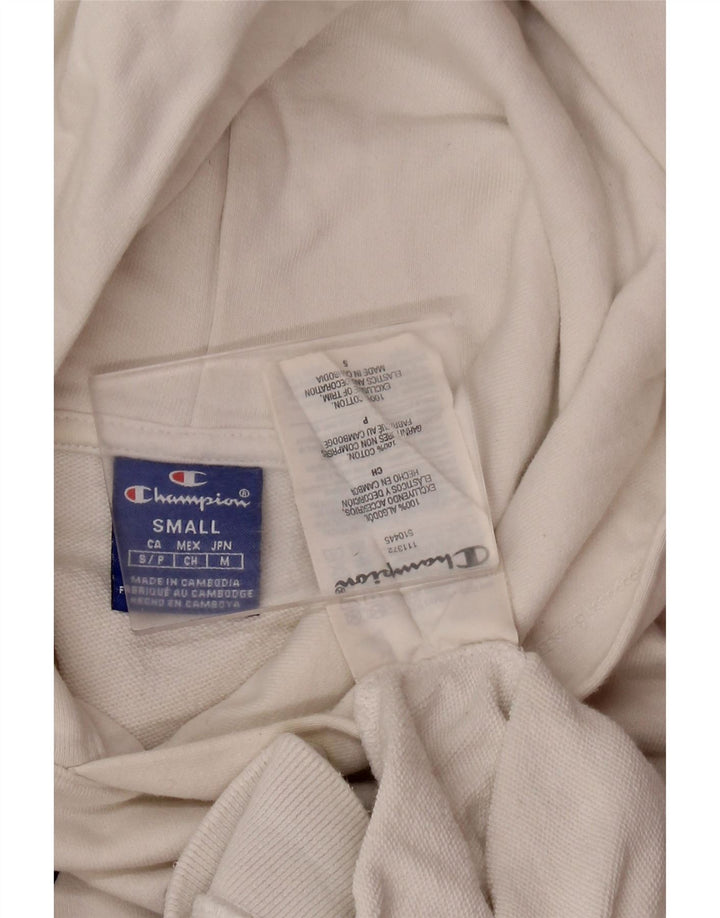 CHAMPION Womens Crop Graphic Kurzarm Hoodie Pullover UK 10 Small Weiß