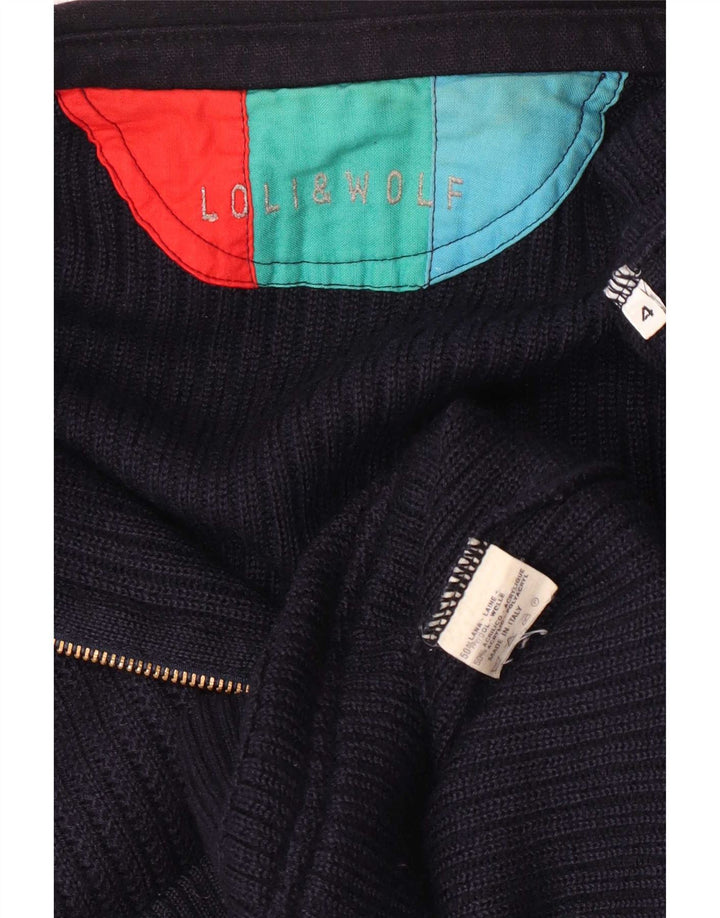 Loli Wolf Herren-Strickjacke, große marineblaue Wolle