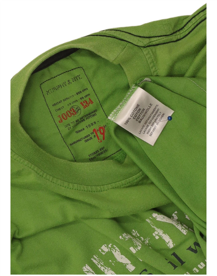 Murphy & Nye Herren Grafik-T-Shirt-Oberteil aus mittelgrüner Baumwolle